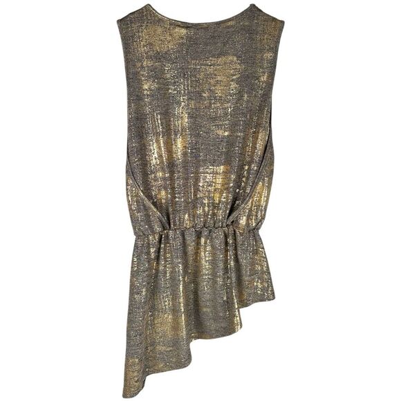 AX Paris Gold Asymmetric Frill Hem Sleeveless Top Women’s Size 10 - Picture 4 of 10